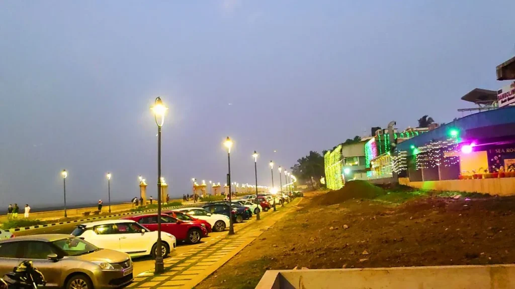 daman devka beach view at night