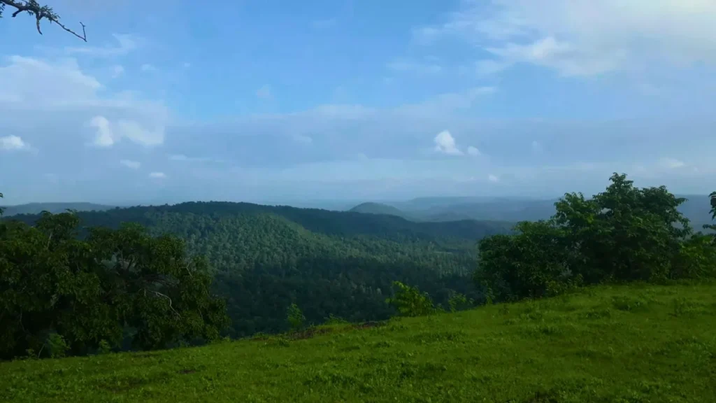 green mountain view during pandar waterfall trek