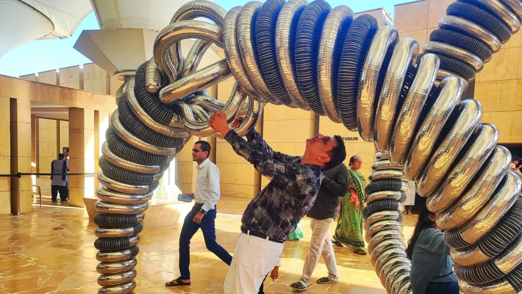 steel art in smritivan earthquake museum in bhuj kutch