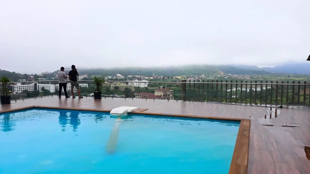 swimming pool view from sunotel in saputara